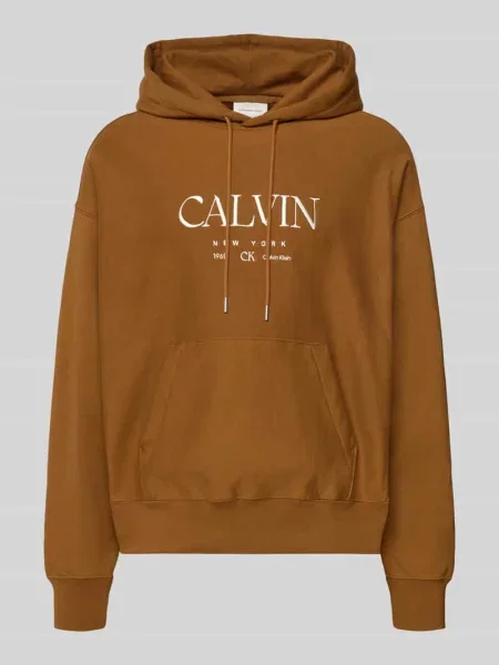 Bluza z kapturem nadrukiem z logo i kieszenią kangurką Ck Calvin Klein