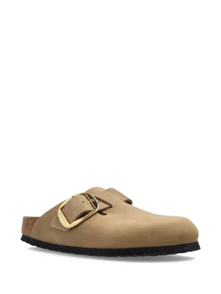 Zomšinės mulės Birkenstock su sagtimis ruda