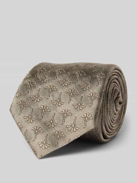 Krawat z jedwabiu we wzór na całej powierzchni Joop! Collection beżowy