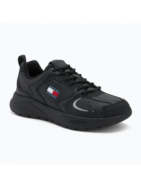 Sneakerși Tommy Jeans din piele negru