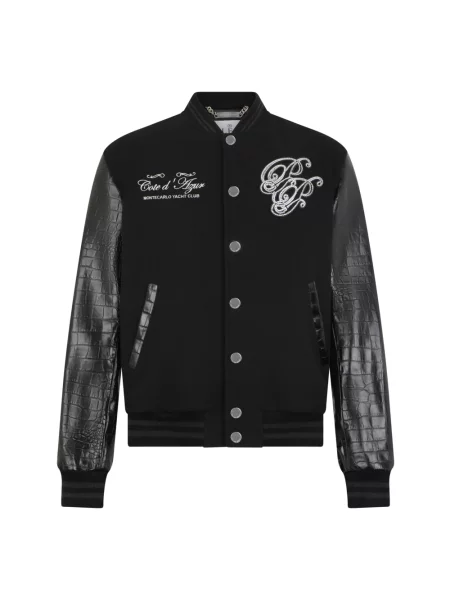 Kurtka bomber Philipp Plein typu teddy czarny