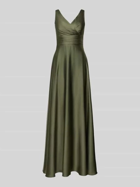 Sukienka wieczorowa z satyny z dekoltem w serek Troyden Collection