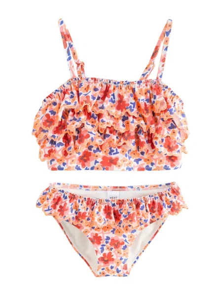 Next Costum de baie două piese albastru / portocaliu mandarină / roz pitaya alb