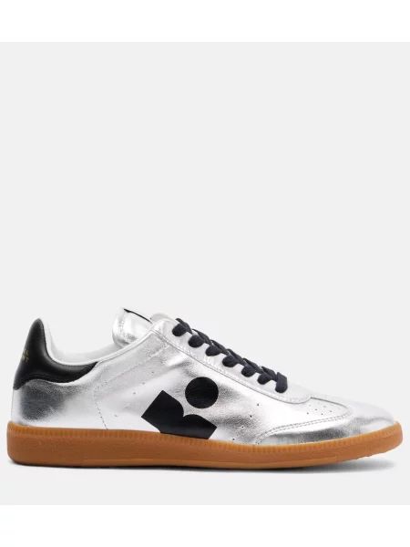 Sneakerși Isabel Marant din piele argintiu