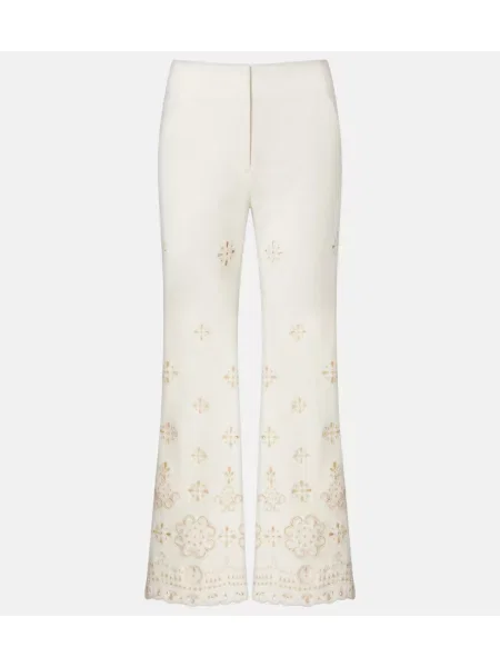 Pantaloni Veronica Beard din țesătură twill cu picior lat alb