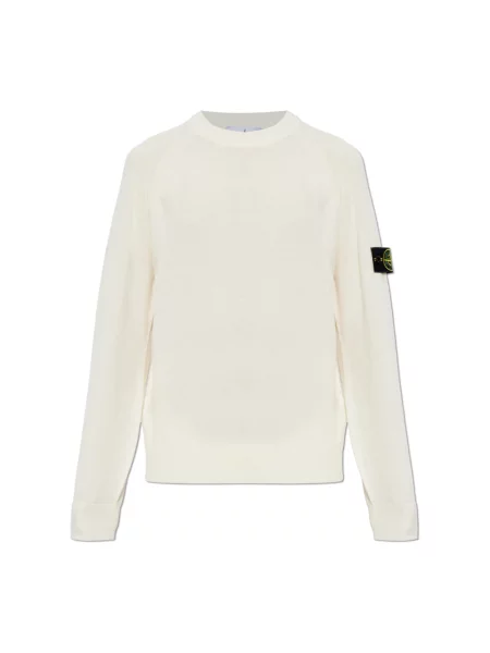 Sweter Stone Island wełniany z kamieniami beżowy