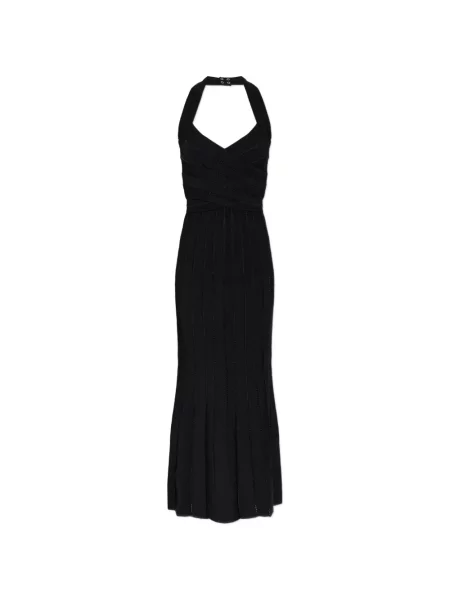 Rochie midi Balmain cu gât halter negru