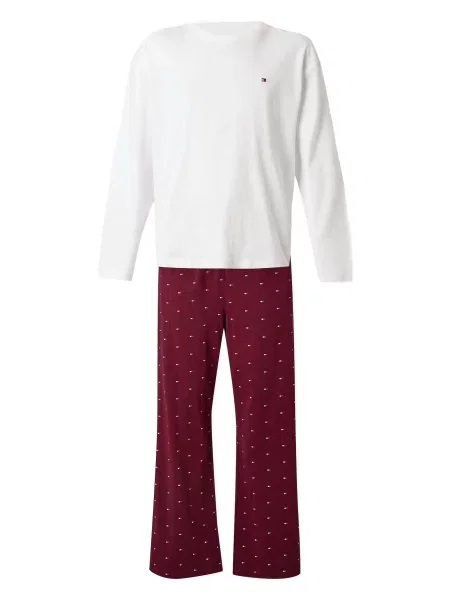 Tommy Hilfiger Underwear Pijama lungă mov zmeură alb