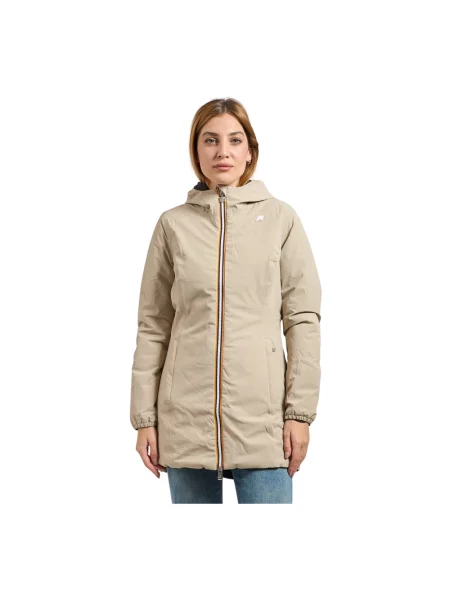 Kurtka K-way wiatroszczelna ze stretchu beżowa