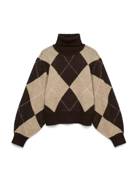 VERO MODA Sveter VMDarla čokoládová / kapučíno biela