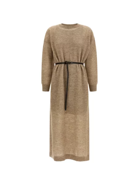 Cu centură rochie midi Brunello Cucinelli tricotate
