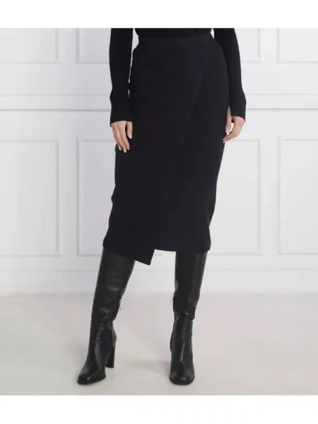 Calvin Klein Szoknya gyapjú hozzáadásával fekete