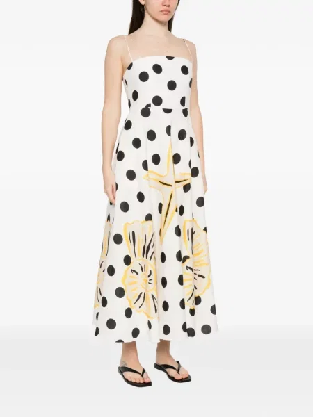 Rochie midi Cala De La Cruz cu buline alb