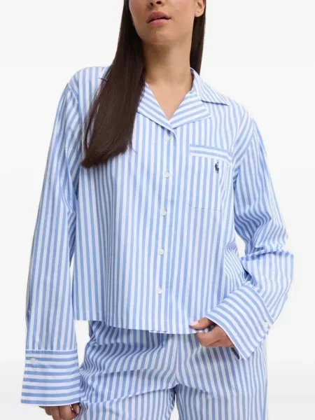 Haftowana koszulka Polo Ralph Lauren z okrągłym dekoltem w paski biała