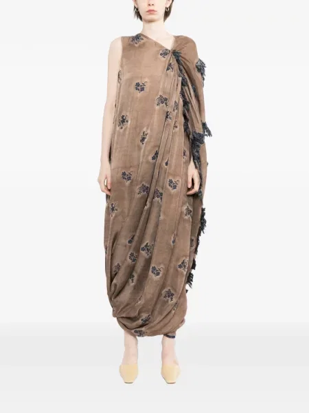 Rochie Uma Wang cu broderie cu model floral maro