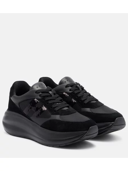 Semišové maxi tenisky Hogan černé