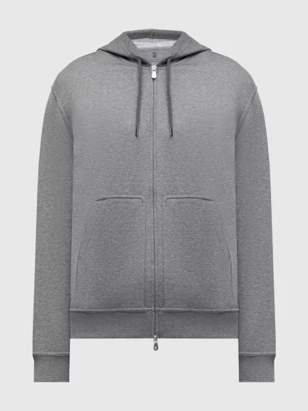 Меланжевая куртка Brunello Cucinelli серая