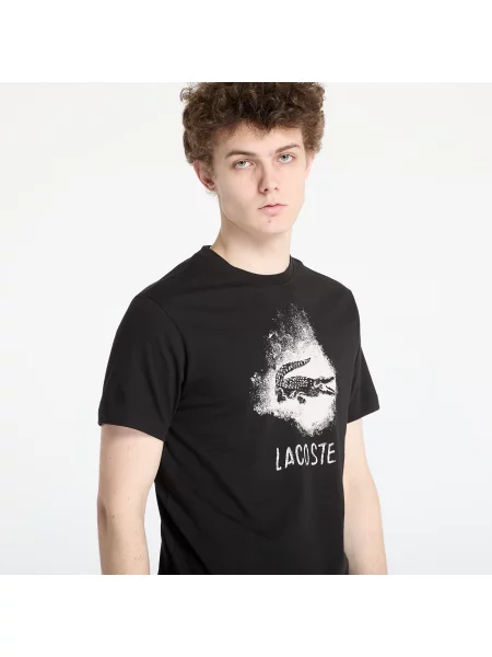 Тениска Lacoste с принт черно