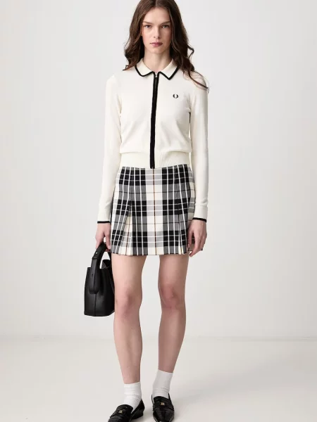 Fred Perry sweter rozpinany z wełną beżowy