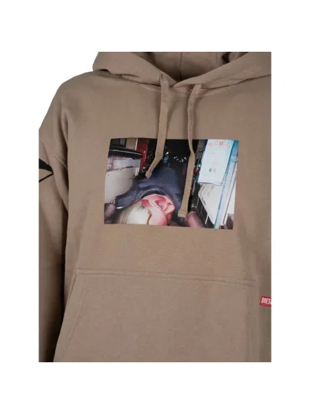 Bluza z kapturem Diesel z kapturem beżowa
