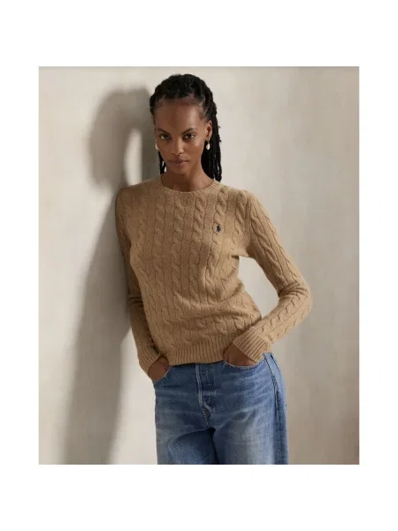 Sweter w kroju regular fit z mieszanki wełny i kaszmiru JULIANNA' Polo Ralph Lauren brązowy