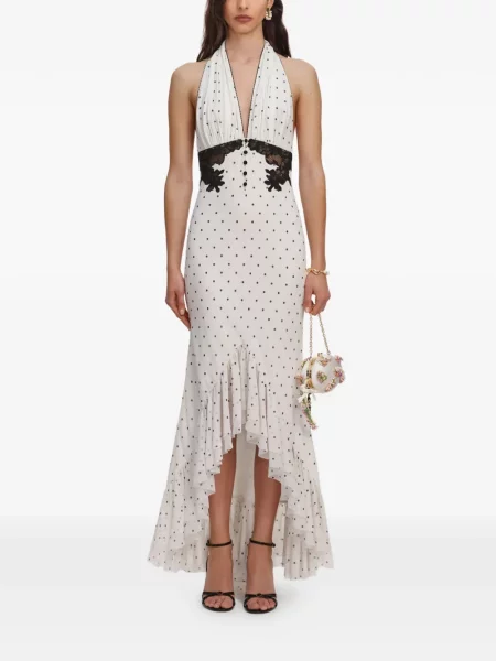 Rochie Self-portrait cu buline din dantelă alb
