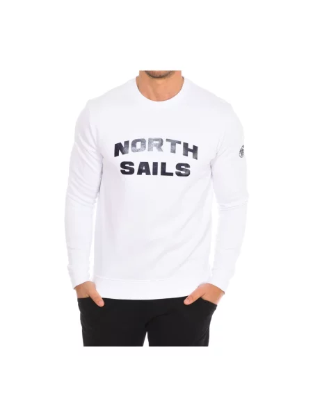 Bluza z kapturem North Sails z okrągłym dekoltem klasyczna z autografem biała