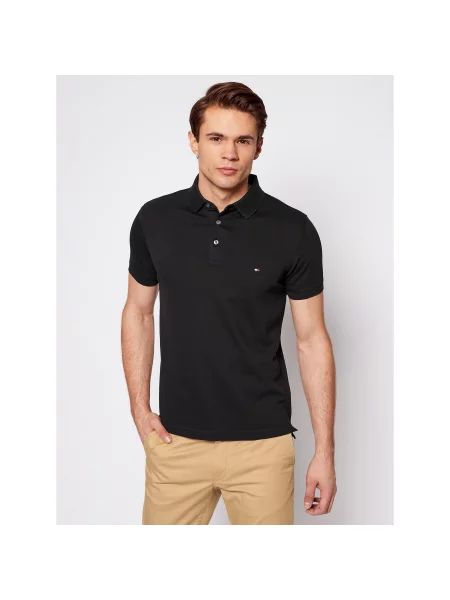 Tommy Hilfiger Polo majica Slim Fit črna