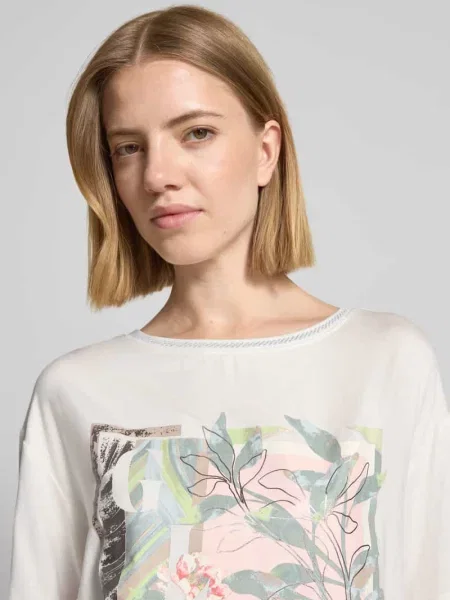 T-shirt z mieszanki krój regular fit Betty Barclay biała