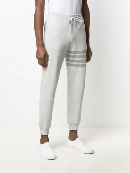 Pruhované kalhoty Thom Browne šedé