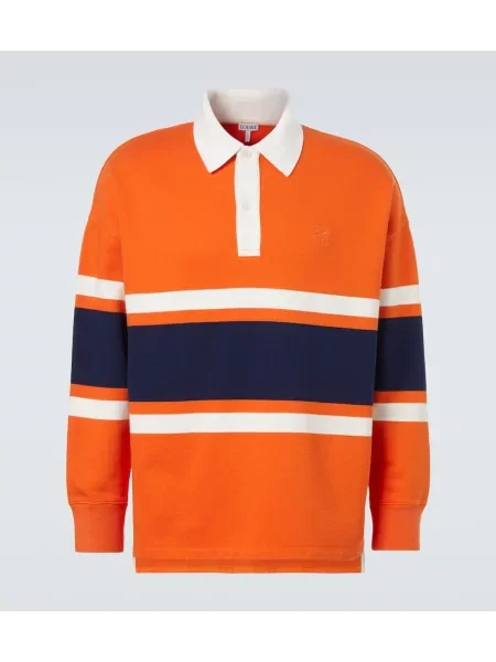 Pulover Loewe din fleece cu dungi portocaliu