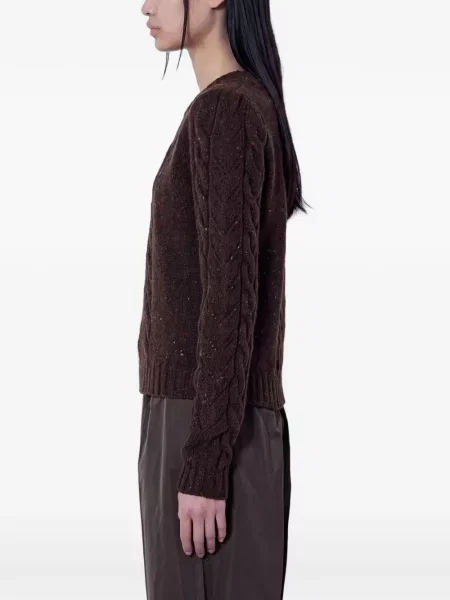 Pulover Max Mara cu decolteu rotund maro
