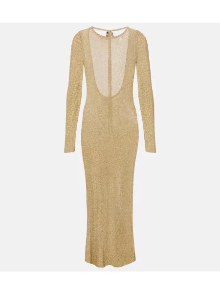 Rochie maxi Staud tricotate de costum auriu