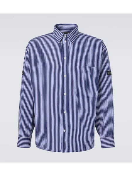 Pruhovaná poplínová košile Balenciaga modrá