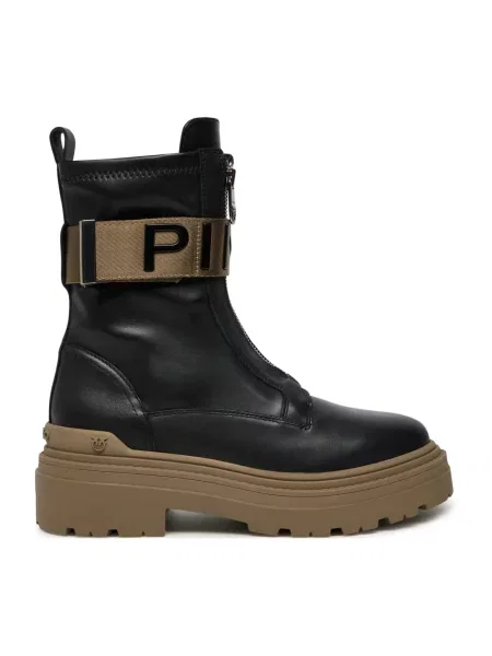 Buty do kostki Pinko skórzane czarne