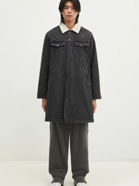 Traper kaput Undercover Coat za muškarce za prijelazno razdoblje crna