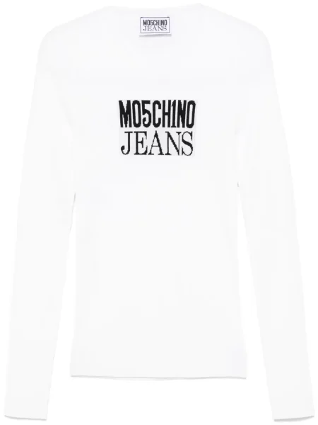 Top Moschino Jeans żakardowy biały