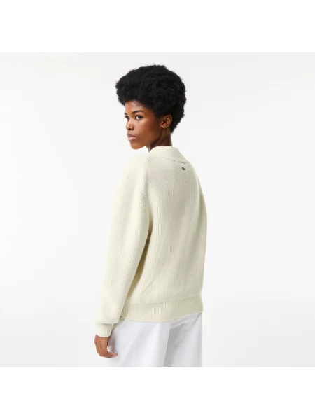 Lacoste Sweter Świąteczny Z Wełnianym Dekoltem W Serek Lacoste