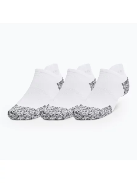 Běžecké ponožky Under Armour Dry Run Cushion No Show 3 pary white/halo gray/reflective bílé
