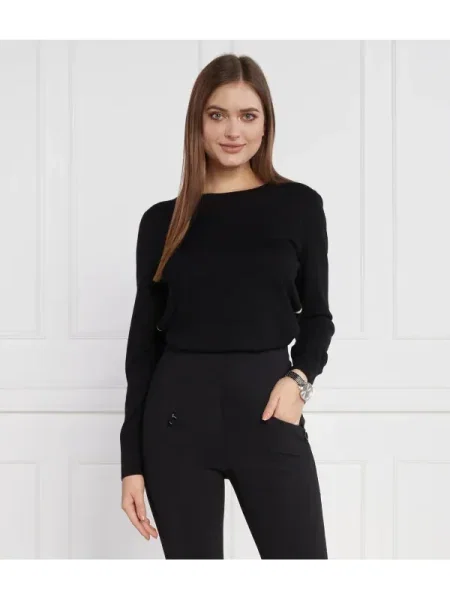 Marc Cain Pulover | Casual fit cu adaos de lână și cașmir negru