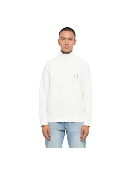 Bluza z kapturem Armani Exchange z kapturem biała