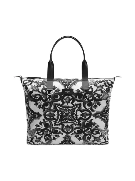 Torba Dolce And Gabbana z nadrukiem skórzana czarna