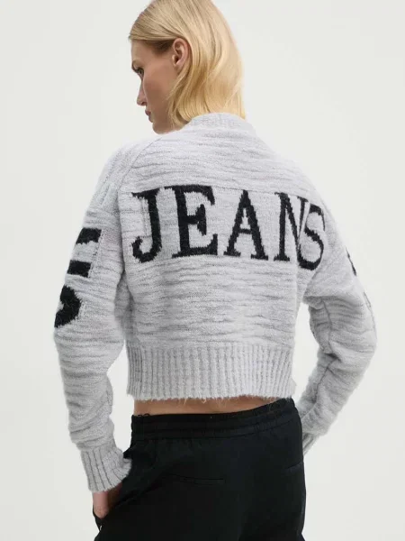 Шерстяной кардиган Moschino Jeans серый