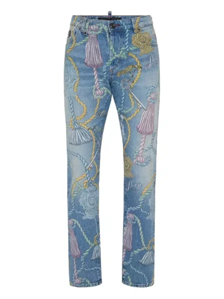 Blugi Philipp Plein cu imagine albastru
