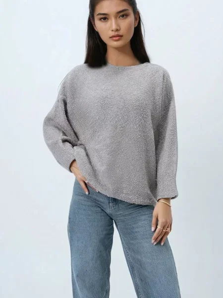 Trend Alaçatı Stili Pulover deschis gri