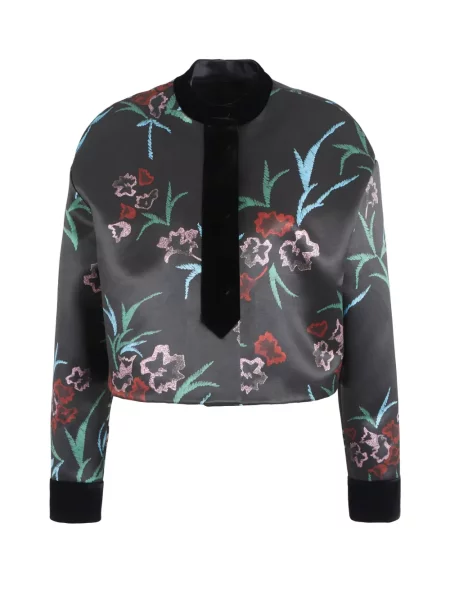 Decupat geacă Giorgio Armani cu model floral cu imagine negru