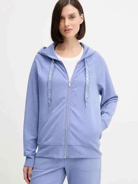 Dkny bluză cu glugă uni albastru