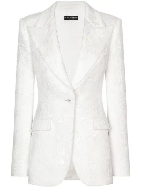 Sacou Dolce & Gabbana cu model floral din jacard alb