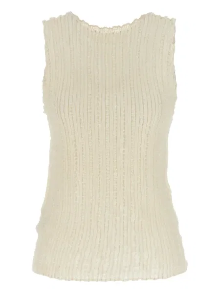 Top Issey Miyake plisat alb