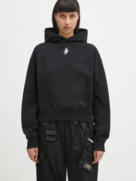 JW Anderson hanorac de Anchor Embroidery Cropped cu glugă cu imprimeu negru